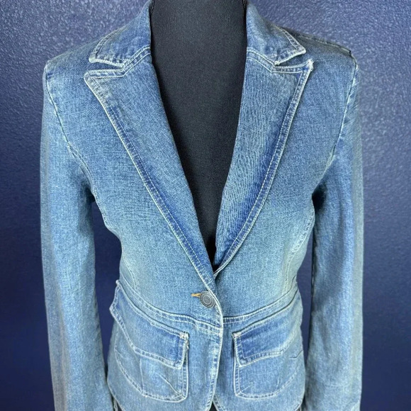 Hydraulic Fitted Denim Blazer Style Jacket, Size Small - Picture 2 of 9